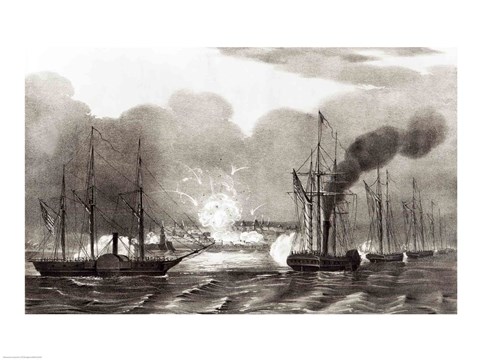 Framed Naval Bombardment of Vera Cruz Print