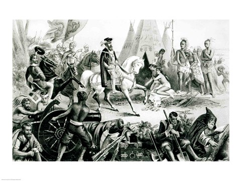 Framed De Soto Discovering the Mississippi Print