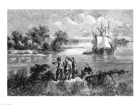 Framed Moravians Ascending the Delaware Print