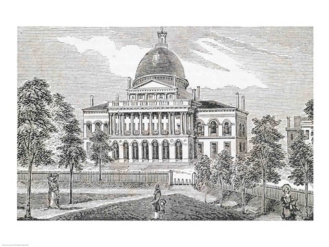 Framed Southern view of the State House in Boston Print