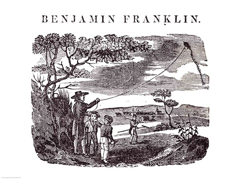 Framed Benjamin Franklin Conducts his Kite Experiment Print