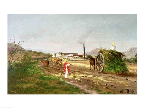 Framed Peasants Collecting Sugar Cane Print