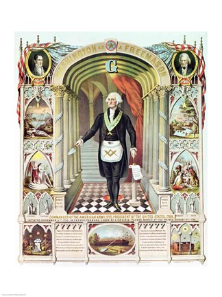 Framed George Washington as a Freemason Print