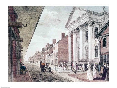 Framed High street with the first Presbyterian Church, Philadelphia, 1799 Print