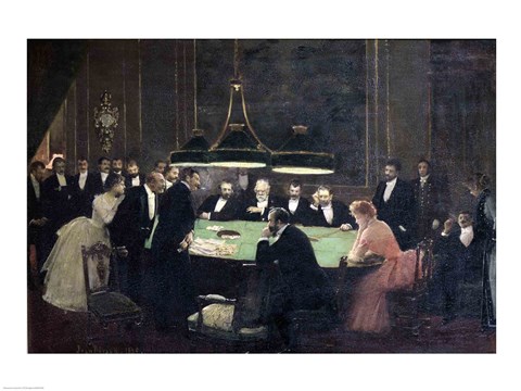 Framed Gaming Room at the Casino, 1889 Print