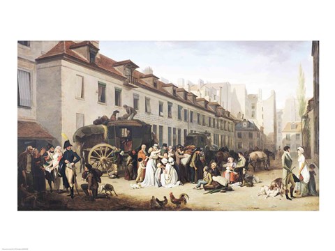 Framed Arrival of a Stagecoach at the Terminus Print