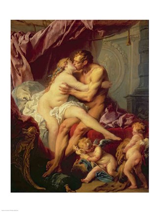 Framed Hercules and Omphale Print