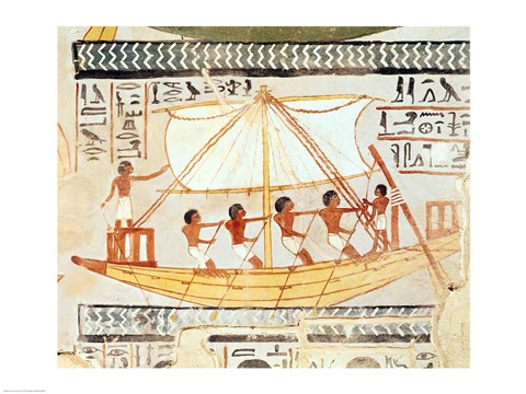 Framed Boatmen on the Nile, from the Tomb of Sennefer Print