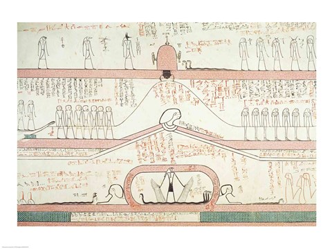 Framed Scene from the Book of Amduat showing the journey to the Underworld Print