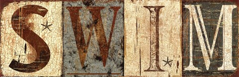 Framed Weathered Swim Sign Print