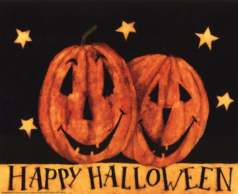 Framed Happy Halloween Pumpkins Print