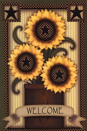 Framed Welcome Sunflowers Print