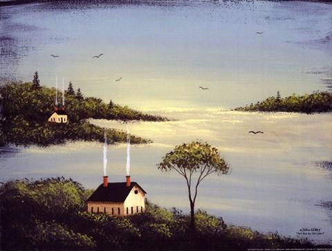 Framed Salt Box by the Lake I Print