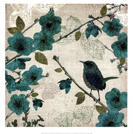 Framed Birds and Butterflies I Print