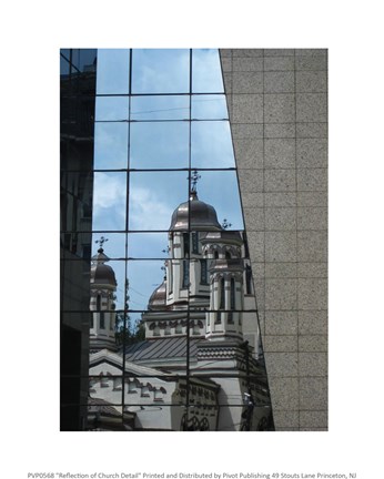Framed Reflection of Church Detail Print