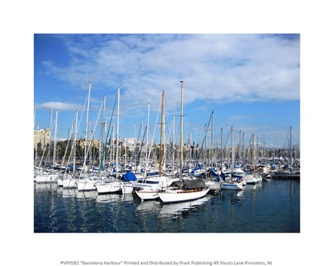 Framed Barcelona Harbour Print