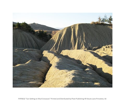 Framed Sun Setting on Mud Crevasses Print