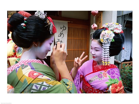 Framed Geishas Photographing Each Other Print