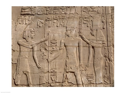 Framed Ramses II in front of Amun and Sethi I, Luxor Temple, Aswan, Egypt Print