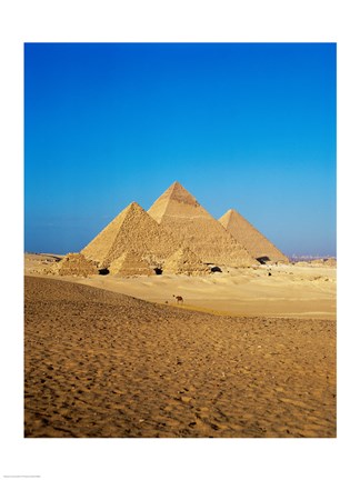 Framed Giza Pyramids, Giza, Egypt (far away) Print