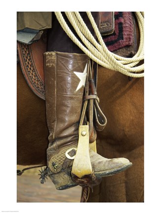 Framed Cowboy riding a horse Print