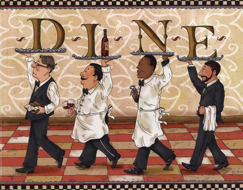 Framed Waiters Dine Print