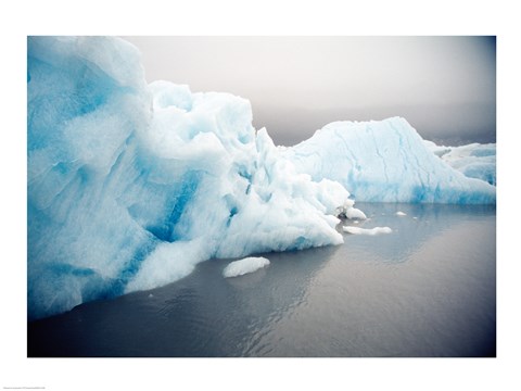 Framed Icebergs floating on water, Columbia Glacier, Prince William Sound, Alaska, USA Print