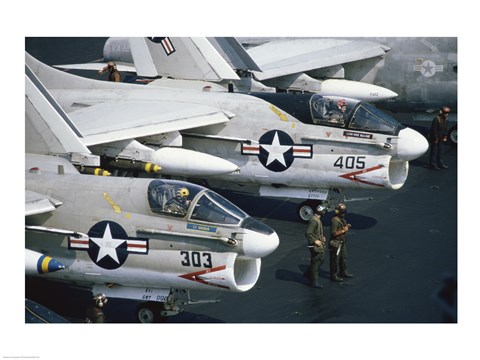 Framed U.S. Navy, Vought A-7 Crusader, Jet Fighters Print
