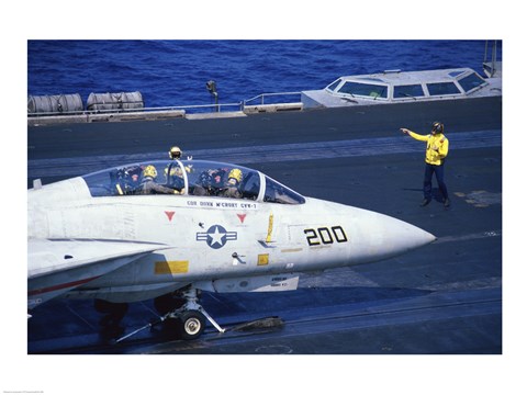 Framed Grumman F-14 Tomcat Flight Deck USS Eisenhower Print