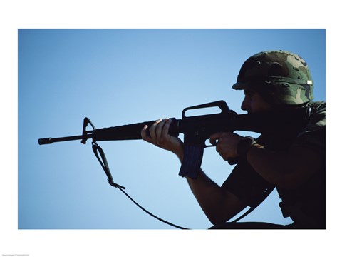 Framed Marksman M-16 Rifle Print