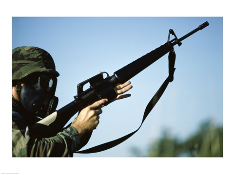 Framed Marksman M-16 Rifle Print