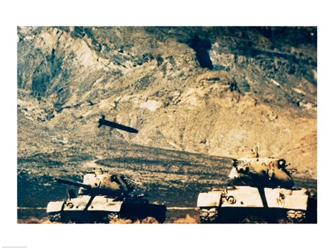Framed Missile approaching an M47 Tank Print