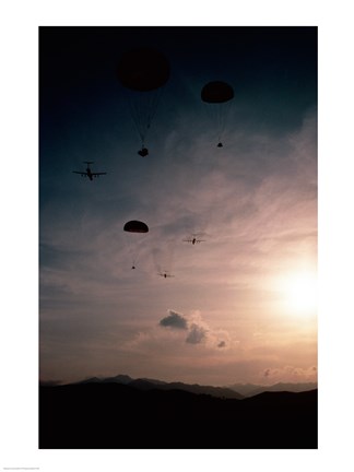 Framed Supplies being dropped from C-141B Starlifters Print