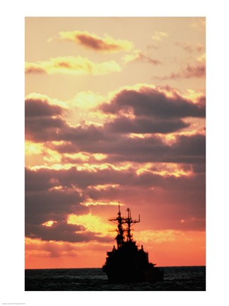 Framed Silhouette of the USS Deyo Print