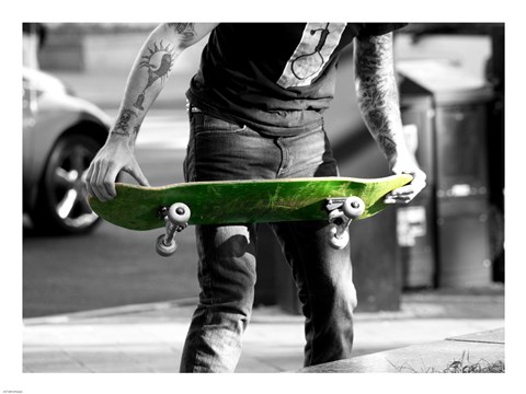 Framed Green Skateboard Print