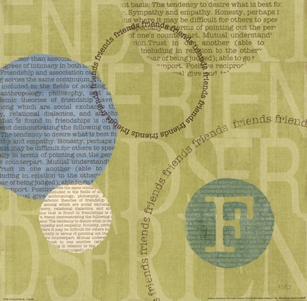 Framed Circle of Words - Friends Print
