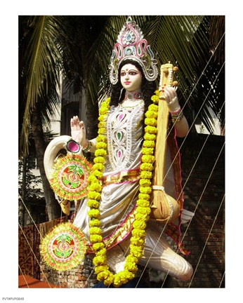 Framed Saraswati with Vitarka Mudra Print