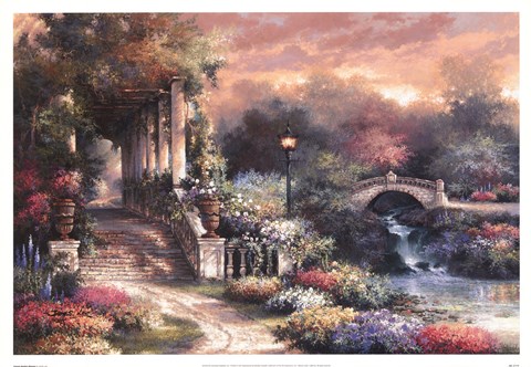 Framed Sunset Garden Retreat Print