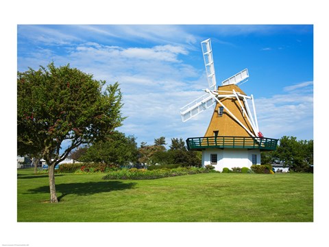 Framed Traditional windmill in a field, City Beach Park, Oak Harbor, Whidbey Island, Island County, Washington State, USA Print