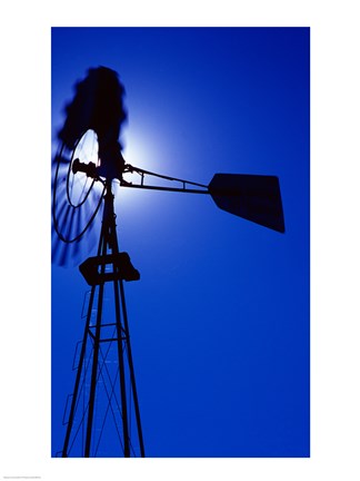 Framed Silhouette of a windmill, American Wind Power Center, Lubbock, Texas, USA Print