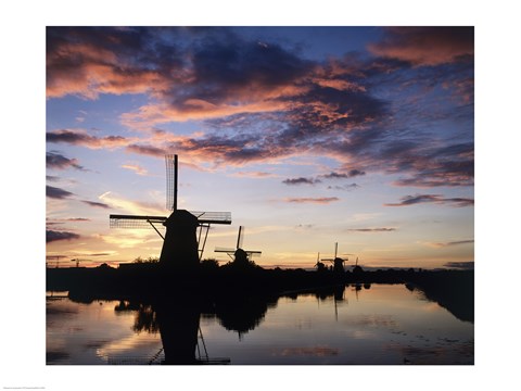 Framed Windmills Kinderdijk Netherlands Print