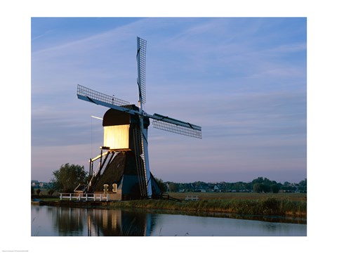 Framed Windmill, Kinderdijk, Netherlands Print