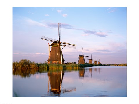 Framed Windmills, Kinderdijk, Netherlands Print