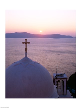 Framed Sunrise, Santorini, Oia, Cyclades Islands, Greece Print