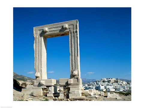 Framed Portara Gateway, Temple of Apollo, Naxos, Cyclades Islands, Greece Print