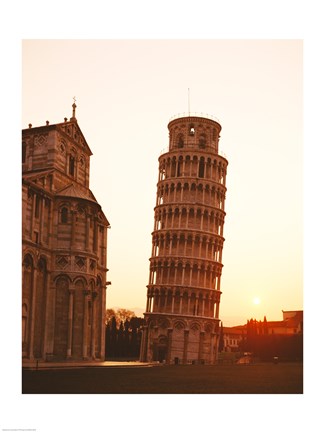 Framed Tower at sunrise, Leaning Tower, Pisa, Italy Print