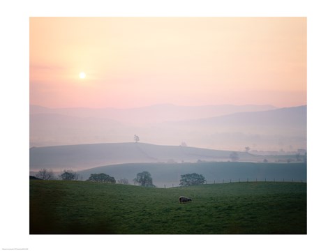 Framed Sunrise near Hawes, Yorkshire Dales National Park, North Yorkshire, England Print