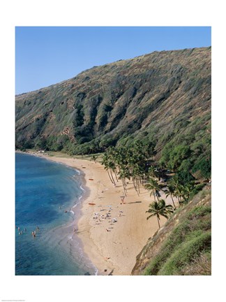 Framed High angle view of a bay, Hanauma Bay, Oahu, Hawaii, USA Print