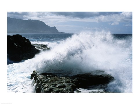 Framed Kauai Hawaii USA Waves Crashing Print