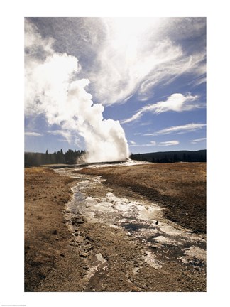 Framed Old Faithful Geyser Yellowstone National Park Wyoming USA Print